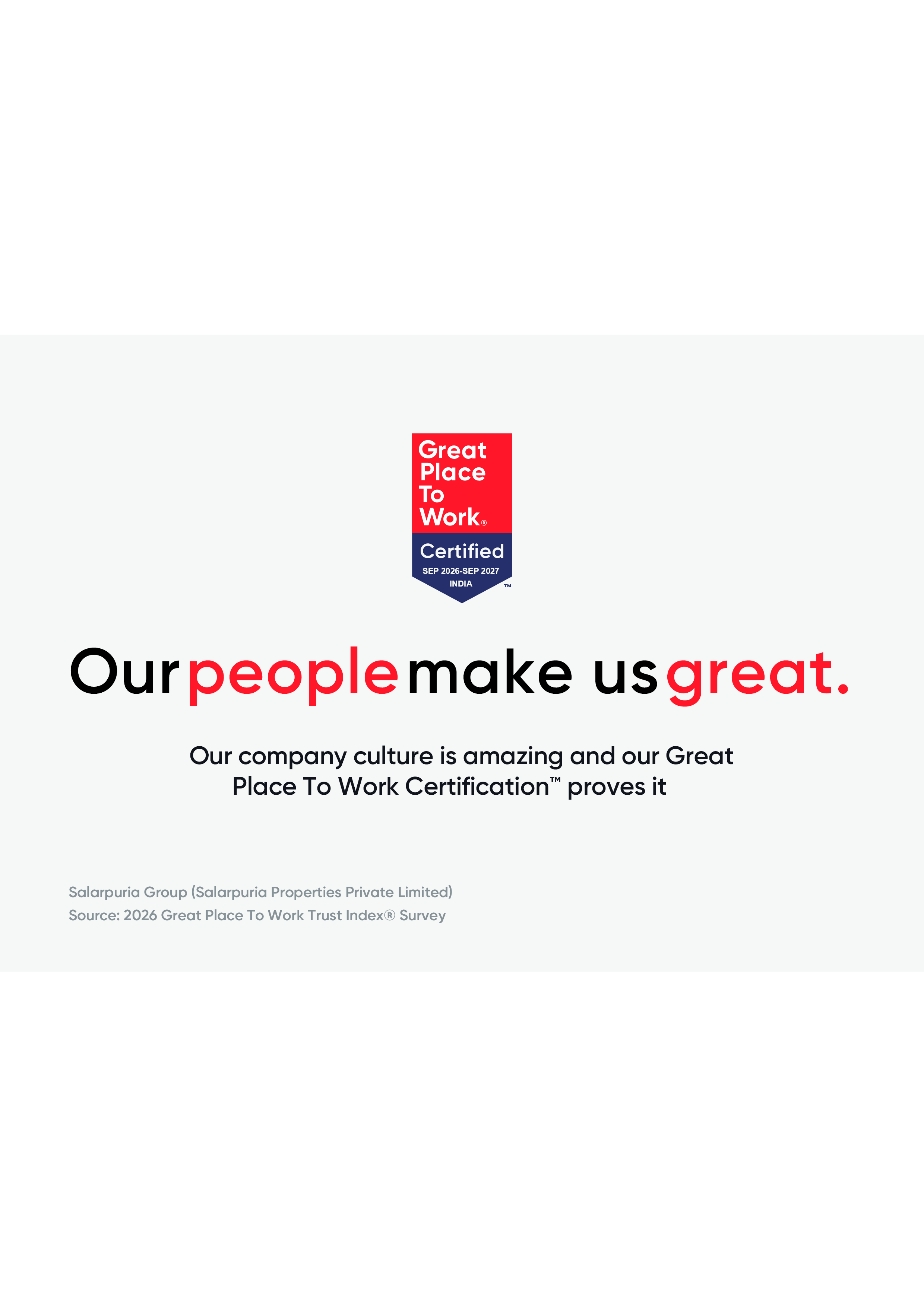 Great Place To Work - Our People Make Us Great